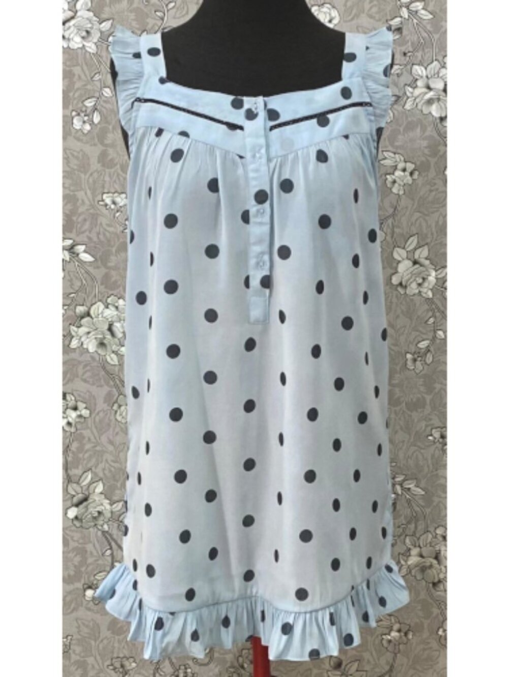 SoieRose Dusty Blue Satin Victorian Ruffle Nightgown SR-1255